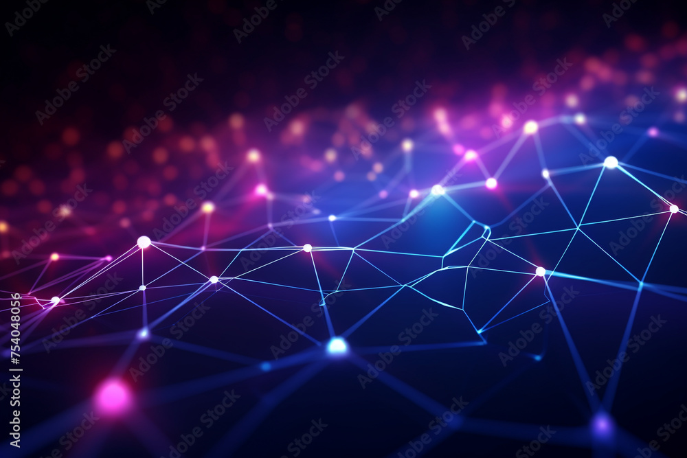 Poster abstract 3d connected dots and lines, network connection structure, science and technology backgroun