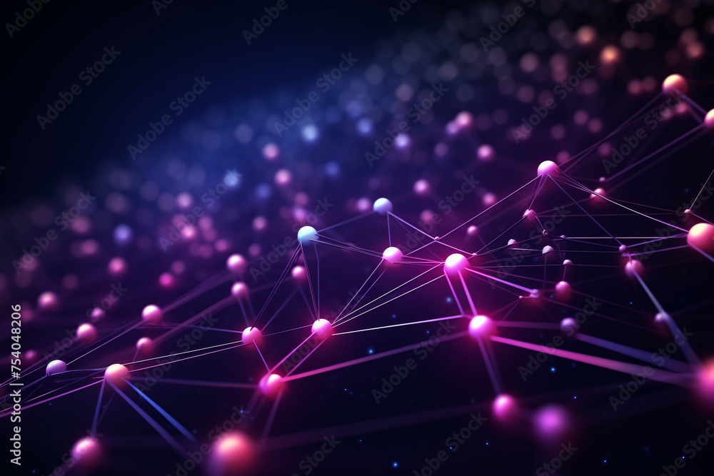 Poster abstract 3d connected dots and lines, network connection structure, science and technology backgroun