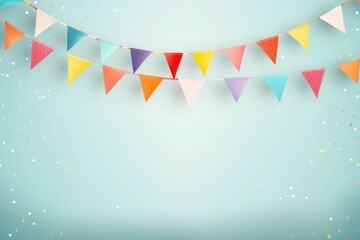 Carnival flags. Beautiful pennant flags colorful for festival with blue background. - obrazy, fototapety, plakaty