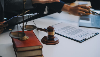Consultation and conference of Male lawyers and professional businesswoman working and discussion...