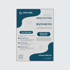 Business Flyer Layout with Blue Colour Elements 
