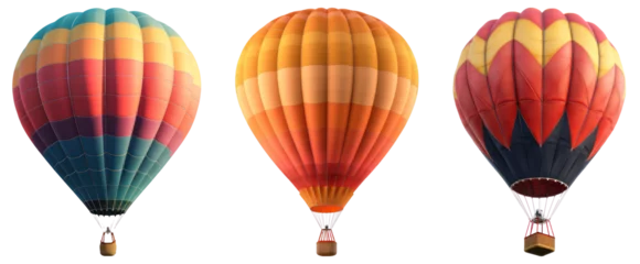 Papier Peint photo Poney set of three hot air balloon on transparent background