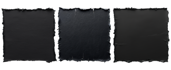 pack of three black ripped torn paper texture