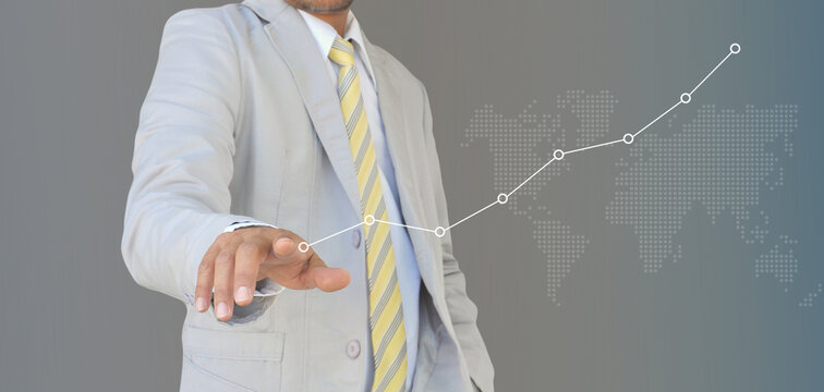 businessman hand holding success on a touch screen interface