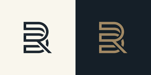 Monogram connected alphabet letter BR, RB logo design - obrazy, fototapety, plakaty