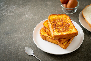french toast on white plate