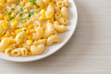 macaroni creamy corn cheese on plate