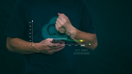 Carbon Dioxide Reduction To solve the global climate crisis and reduce global warming. Concept of...
