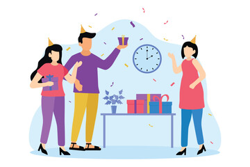 Birthday Party Flat Design Illustration