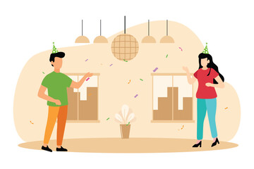 Birthday Party Flat Design Illustration