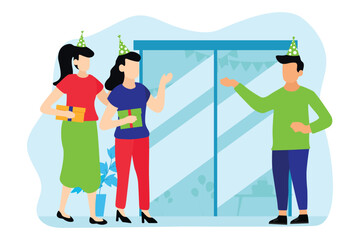 Birthday Party Flat Design Illustration