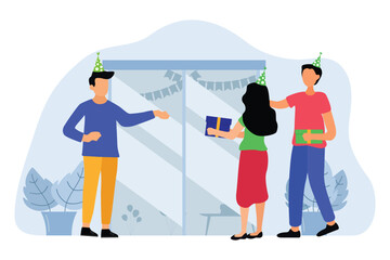 Birthday Party Flat Design Illustration