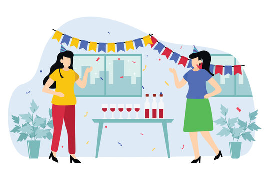 Birthday Party Flat Design Illustration