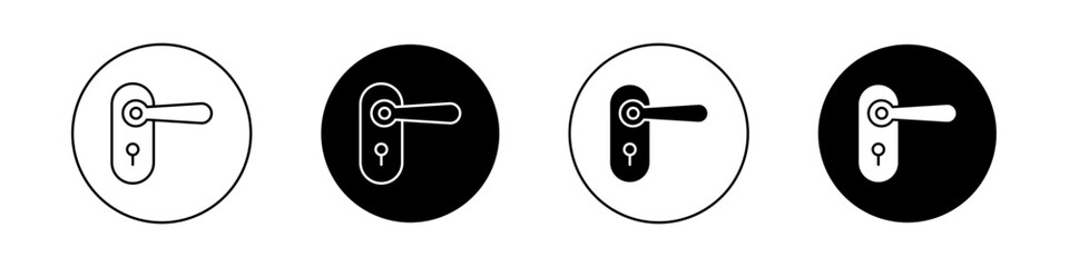 Door Handle Icon Set. Knob lock latch vector symbol in a black filled and outlined style. Entry Point Sign. - obrazy, fototapety, plakaty