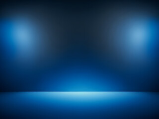 gradient blue background. smooth dark blue with black vignette studio banner - obrazy, fototapety, plakaty