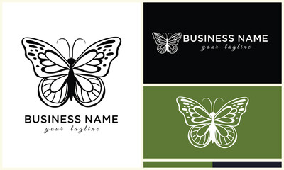 hand drawn butterfly logo template