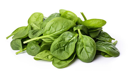 Fresh green spinach vegetable isolated on white background created with Generative AI Technology 