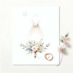 Wedding element. watercolor illustration, Wedding clipart on white background for save the date invitation card, stickers and print.