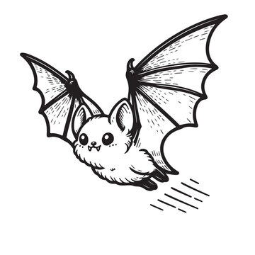 Line art of flying bat vector