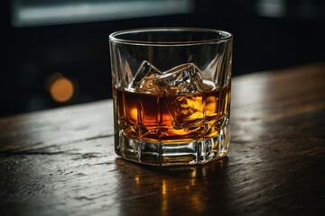 vertical shot of a glass of whiskey