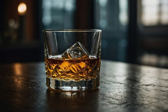 vertical shot of a glass of whiskey