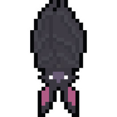 Pixel art cartoon hanging upside down bat character