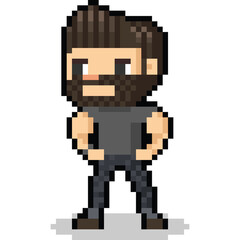 Pixel art beard man character