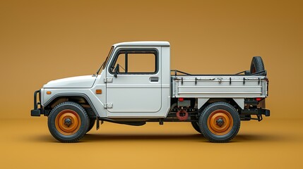 Fototapeta premium Side view mockup of a small truck