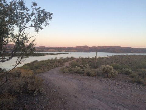 Dirt Road Heading Down towards the Water, Lake Pleasant Arizona 
