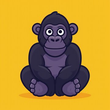 Cute Gorilla Flat Logo Design. Perfect for Kids & Eco-Friendly Brands.
