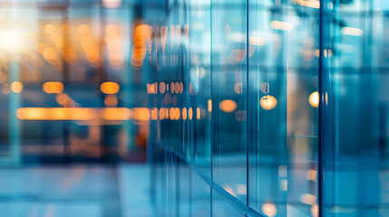 Fototapeta premium 都市のビジネス地区にそびえるモダンなオフィスビルのがらすのガラスファサード背景