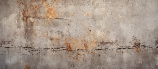 A close-up shot of a weathered concrete wall with a prominent crack running through it. The rough, dirty, and old surface shows signs of wear and tear.