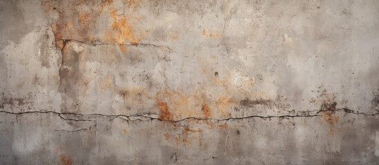 Obraz premium A close-up shot of a weathered concrete wall with a prominent crack running through it. The rough, dirty, and old surface shows signs of wear and tear.