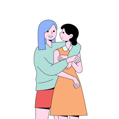 Obraz premium Couples in love concept.Hugging men and woman, making heart with their hands.Different people by age, gender, identity and race.