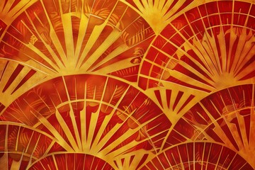 Background Texture Pattern Summer Art Deco with a summer twist, using sunbursts and waves created with Generative AI Technology