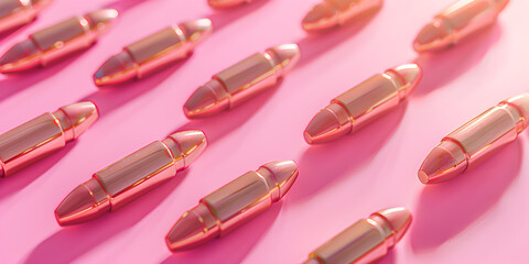   Full Metal Jacket Boat Tail bullets on pink background  - obrazy, fototapety, plakaty