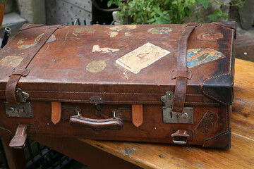 Antiques fair in Arezzo, Tuscany, Italy: old suitcase