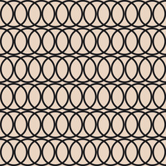 Fototapeta premium Minimal geometric rings on a beige background. Retro aesthetic abstract seamless pattern. Vector illustration