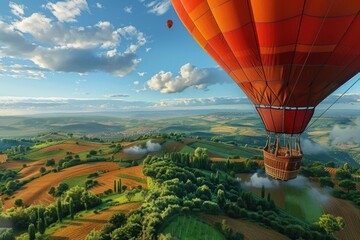 Hot air ballooning over scenic landscapes