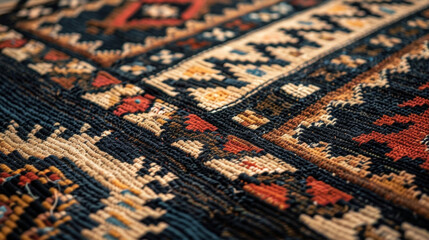 A woven pattern on a traditional Navajo rug infused with symbols and stories meant to guide and protect those who walk upon it. - obrazy, fototapety, plakaty