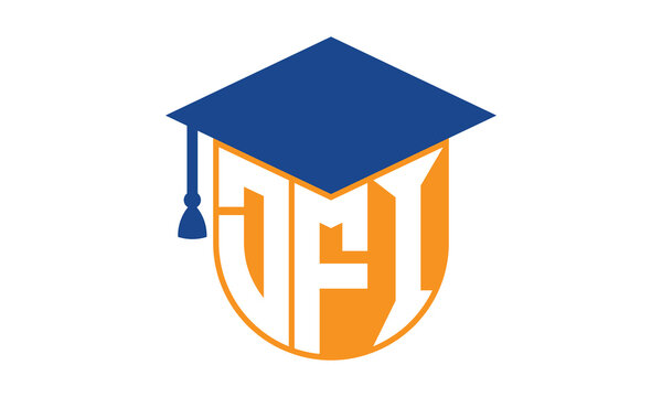 DFI initial letter academic logo design vector template. school college logo, university logo, graduation cap logo, institute logo, educational logo, library logo, teaching logo, book shop, varsity	