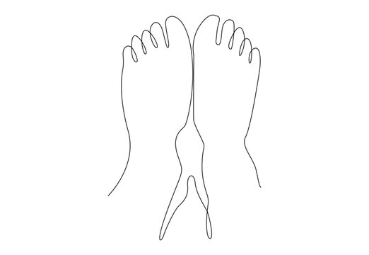 Continuous one line drawing of feet. Editable stroke vector illustration.