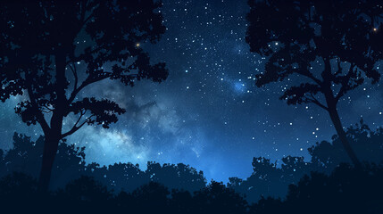 Fototapeta premium beautiful night sky the Milky Way and the trees shot from under 
