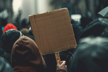 Protest Sign Denouncing Cryptocurrency Scams Held High by Angry Investors in a Chaotic Crowd, Showing Frustration and Distrust concept - obrazy, fototapety, plakaty