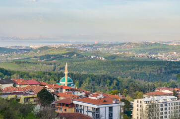 Fototapeta na wymiar scenic view of Gokcedere locality and Marmara sea from Termal (Yalova, Turkey) 