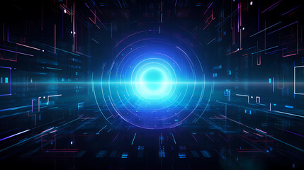 Obraz premium Futuristic blue technology interface with lighting effects