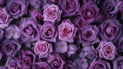purple roses background top view 