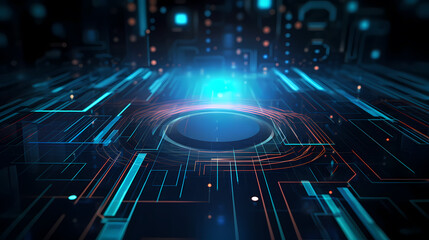 Futuristic blue technology interface with lighting effects