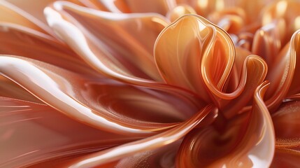 Chocolate Toffee Daisy Elegance: Macro view of daisy petals in rich chocolate and toffee hues, flowing with fluid grace.