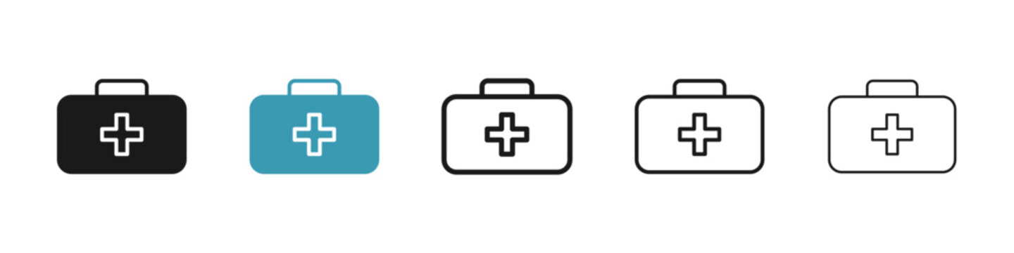 First Aid Box Vector Icon Set. Emergency Care vector symbol for UI design.